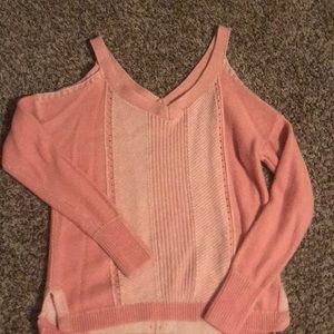 Pink cold shoulder sweater